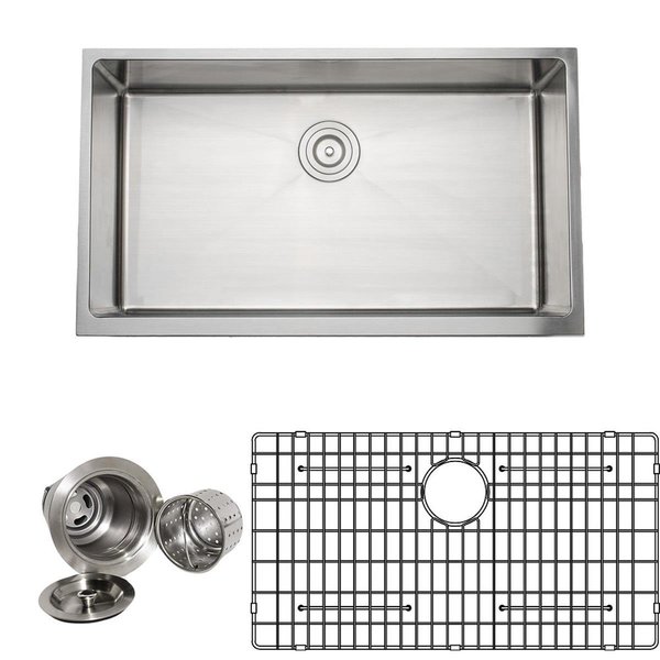 Wells Sinkware 33 in Handcrafted 16 Gauge Apron Front Farmhouse Single Bowl Stainless Steel Kitchen Sink CSU33199AP